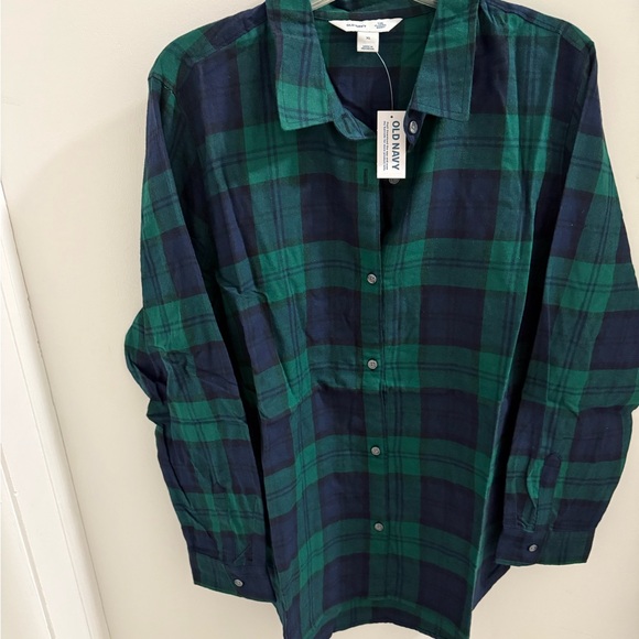 🍂✨NWT! Old Navy Green and Blue Plaid Button Down Shirt - Picture 3 of 10